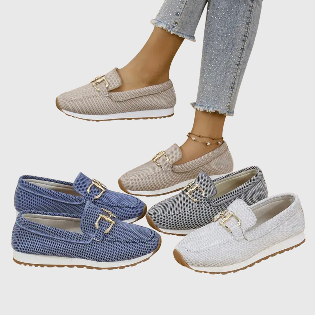 Women's Mesh Horsebit Loafer Sneakers with Lug Sole — photo 11