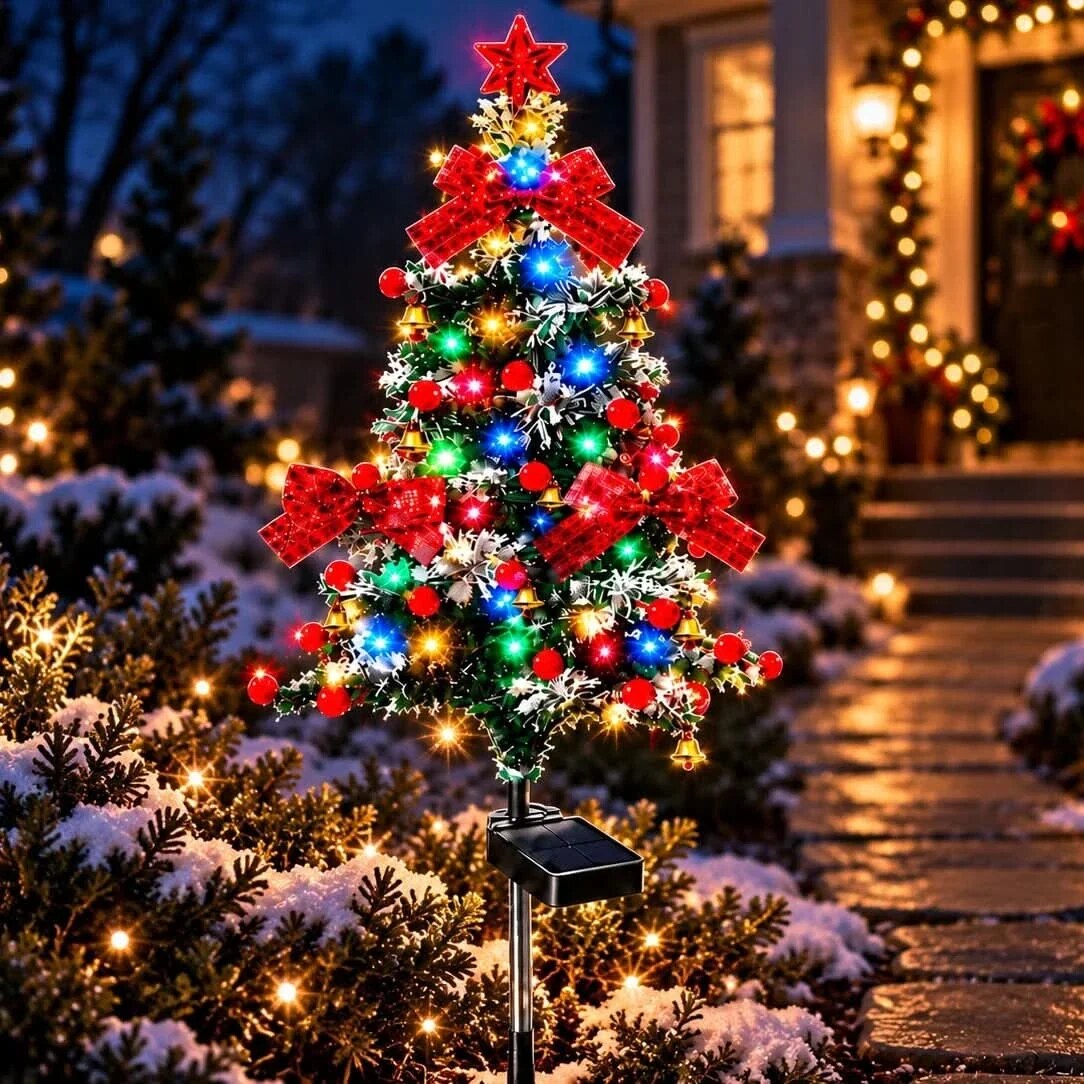 Solar Christmas Tree Light – Multicoloured Stake for Gardens — photo 1