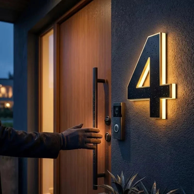 Solar House Numbers with LED Backlit Address Sign and Automatic Dusk Lighting — photo 2