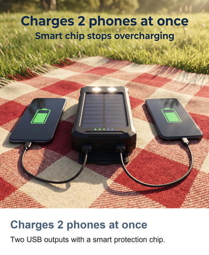 Solar Power Bank 50000mAh with Twin LED Torch and Dual USB Portable Charger — photo 4