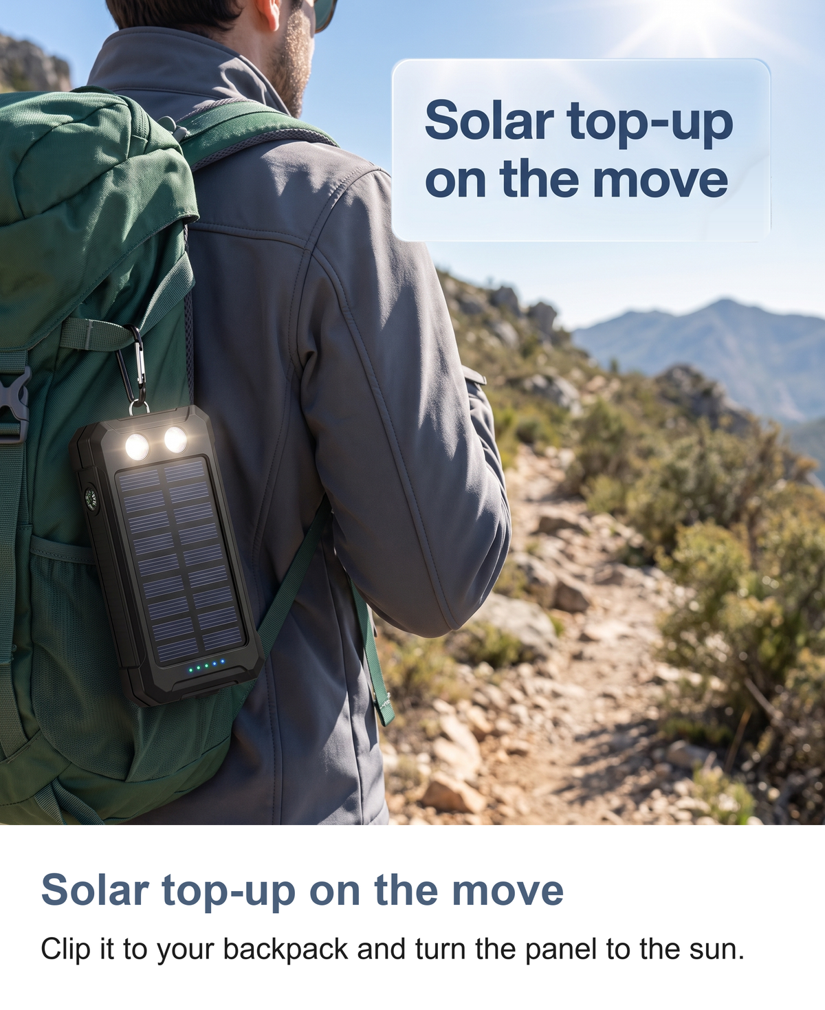 Solar Power Bank 50000mAh with Twin LED Torch and Dual USB Portable Charger — photo 6
