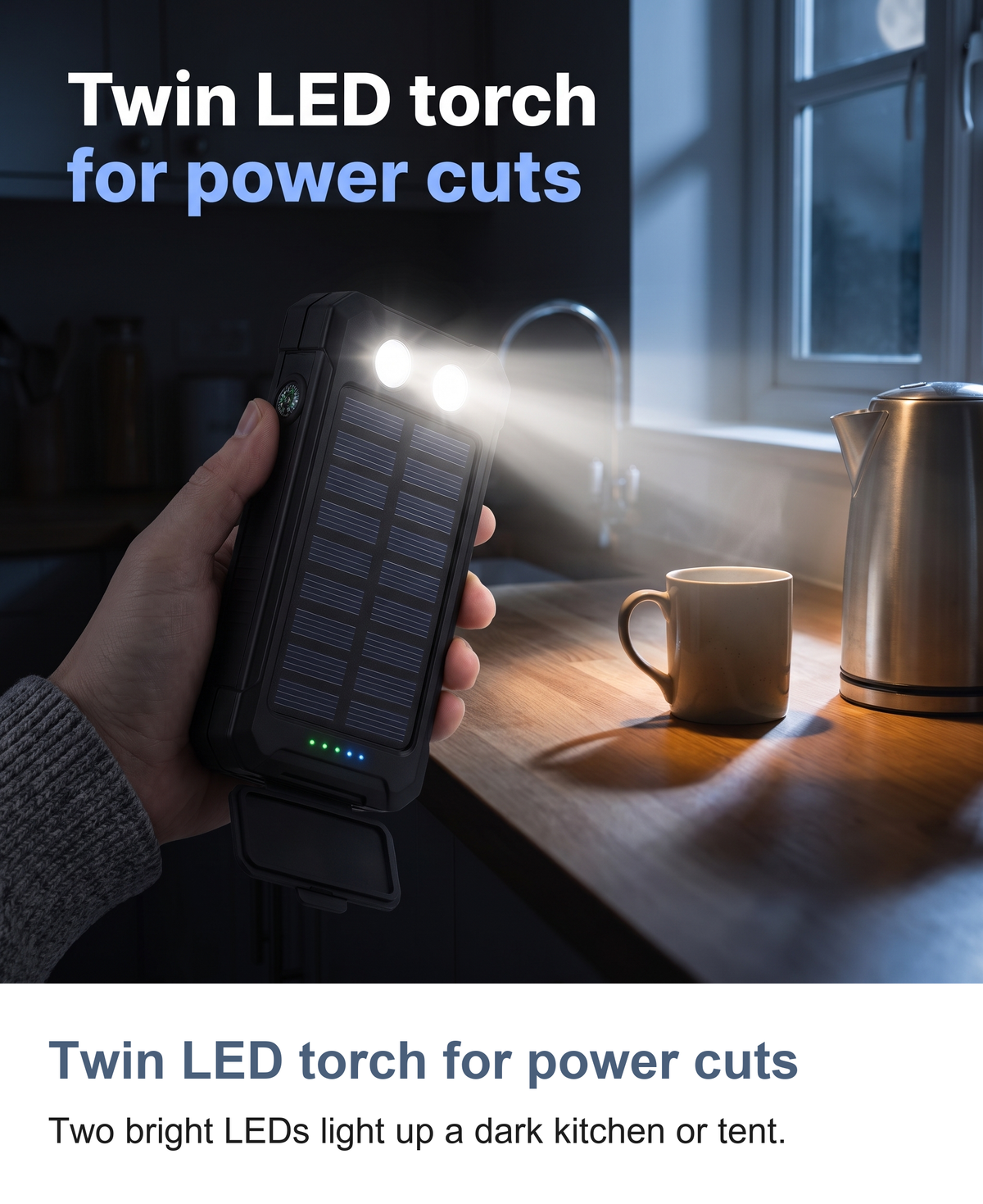 Solar Power Bank 50000mAh with Twin LED Torch and Dual USB Portable Charger — photo 11