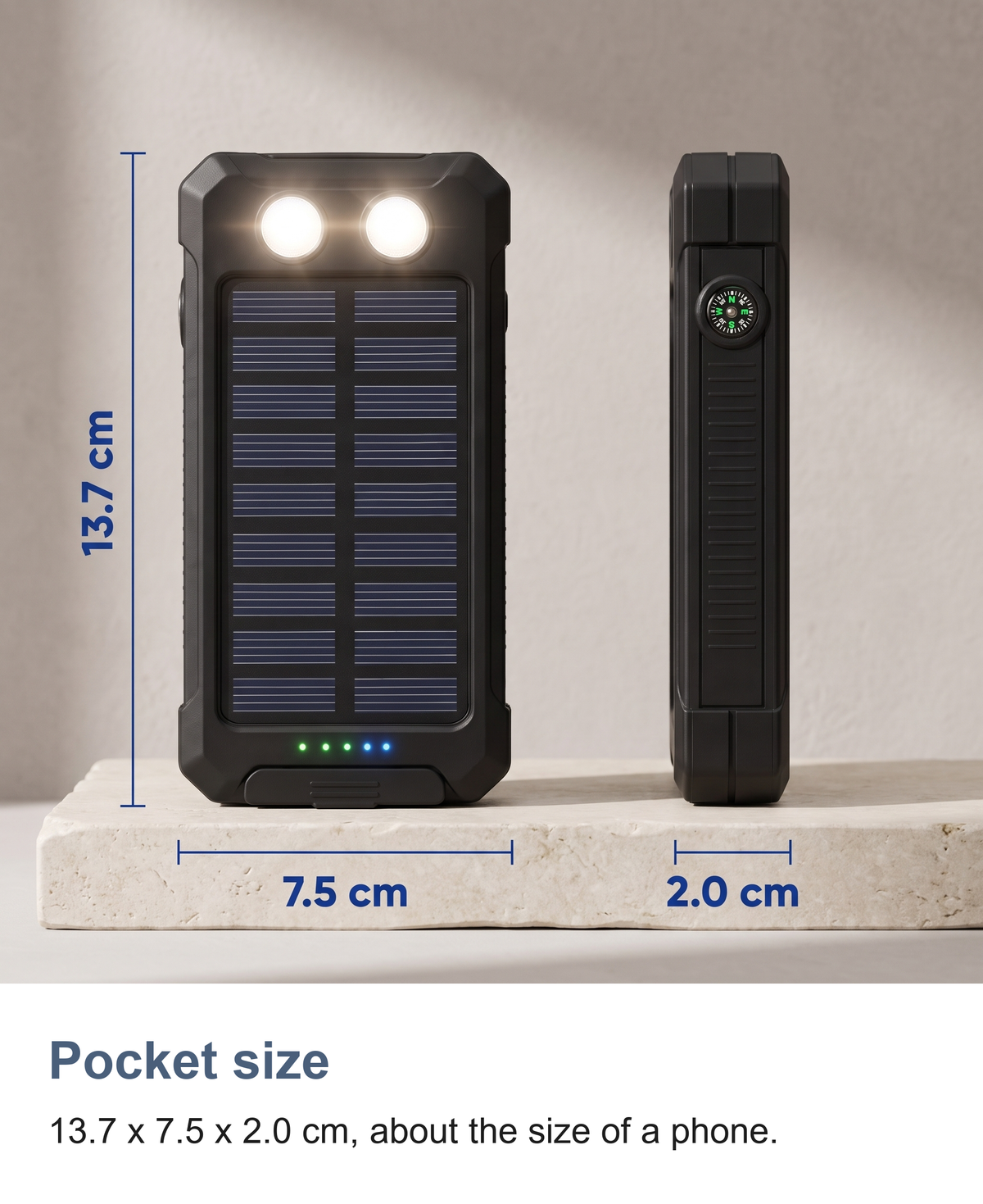 Solar Power Bank 50000mAh with Twin LED Torch and Dual USB Portable Charger — photo 13