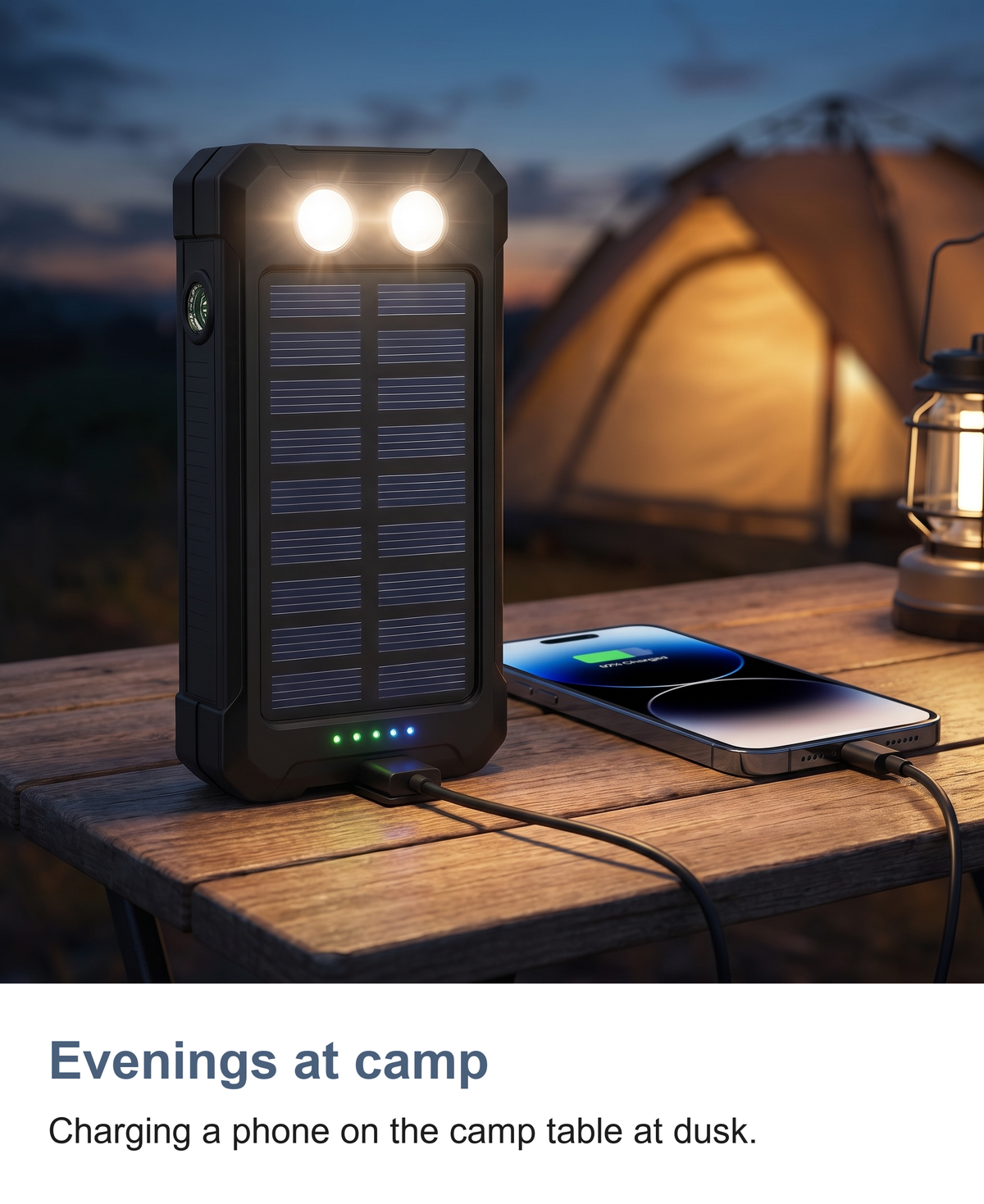 Solar Power Bank 50000mAh with Twin LED Torch and Dual USB Portable Charger — photo 12