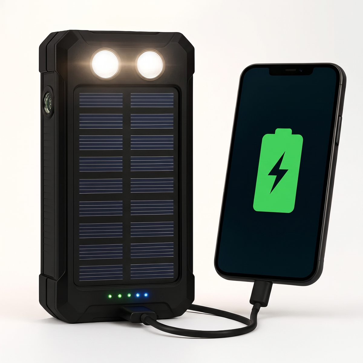 Solar Power Bank 50000mAh with Twin LED Torch and Dual USB Portable Charger — photo 1