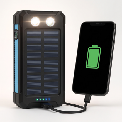 Solar Power Bank 50000mAh with Twin LED Torch and Dual USB Portable Charger — photo 2