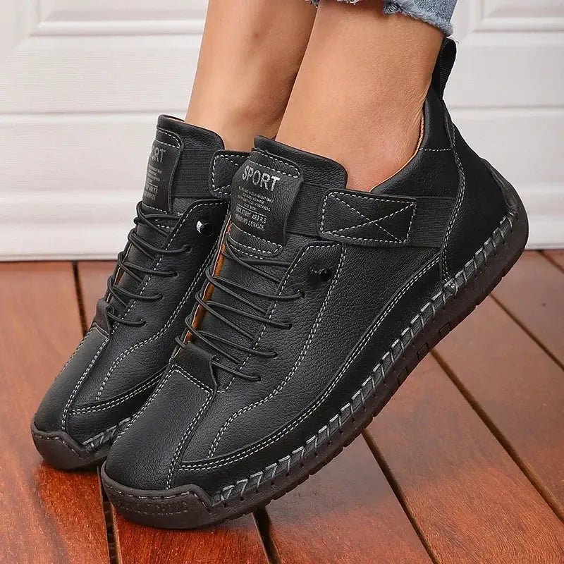 Sophie - Women's Lace-Up Ankle Trainers with Stitched Panels — photo 1