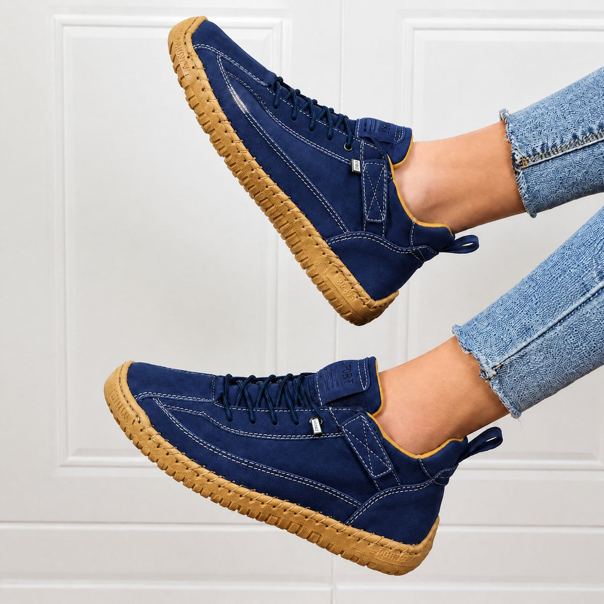 Sophie - Women's Lace-Up Ankle Trainers with Stitched Panels — photo 2