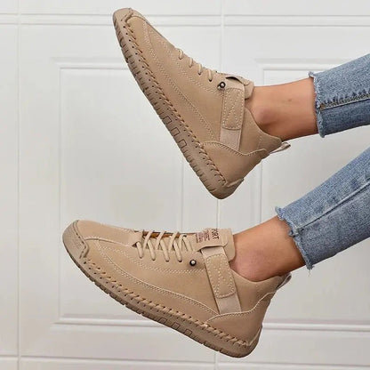 Sophie - Women's Lace-Up Ankle Trainers with Stitched Panels — photo 5