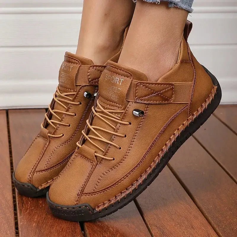 Sophie - Women's Lace-Up Ankle Trainers with Stitched Panels — photo 4