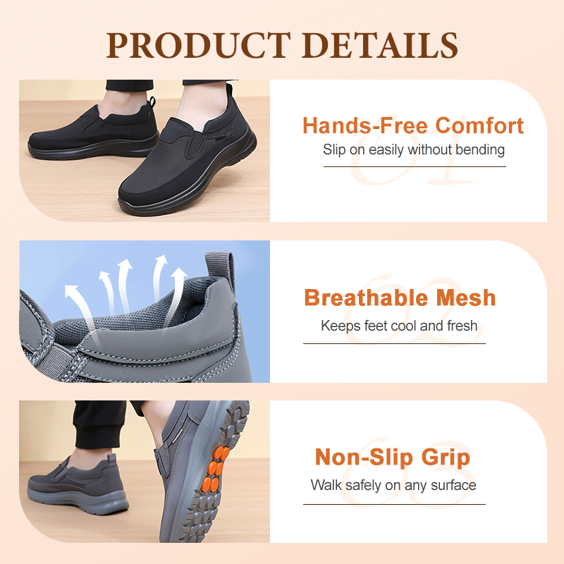Men's Orthopaedic Breathable Slip-On Sneakers with Arch Support — photo 5