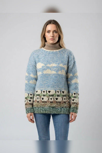 Sweater Women - Sheep Motif Knit with Round Neckline — photo 1