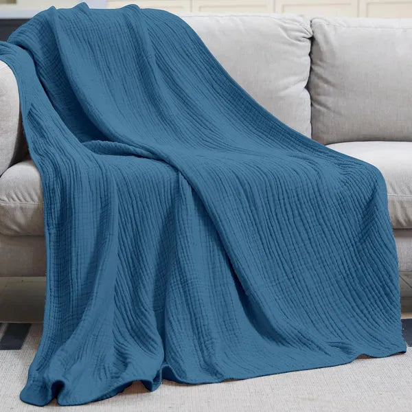 Muslin Throw Blanket – Soft Lightweight Cotton Blanket for Couch & Bed, Breathable, 6 Colours, 3 Sizes — photo 1