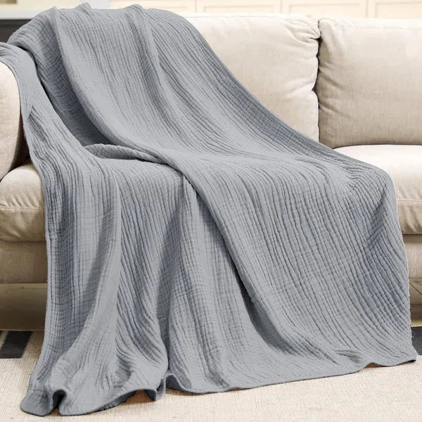 Muslin Throw Blanket – Soft Lightweight Cotton Blanket for Couch & Bed, Breathable, 6 Colours, 3 Sizes — photo 4