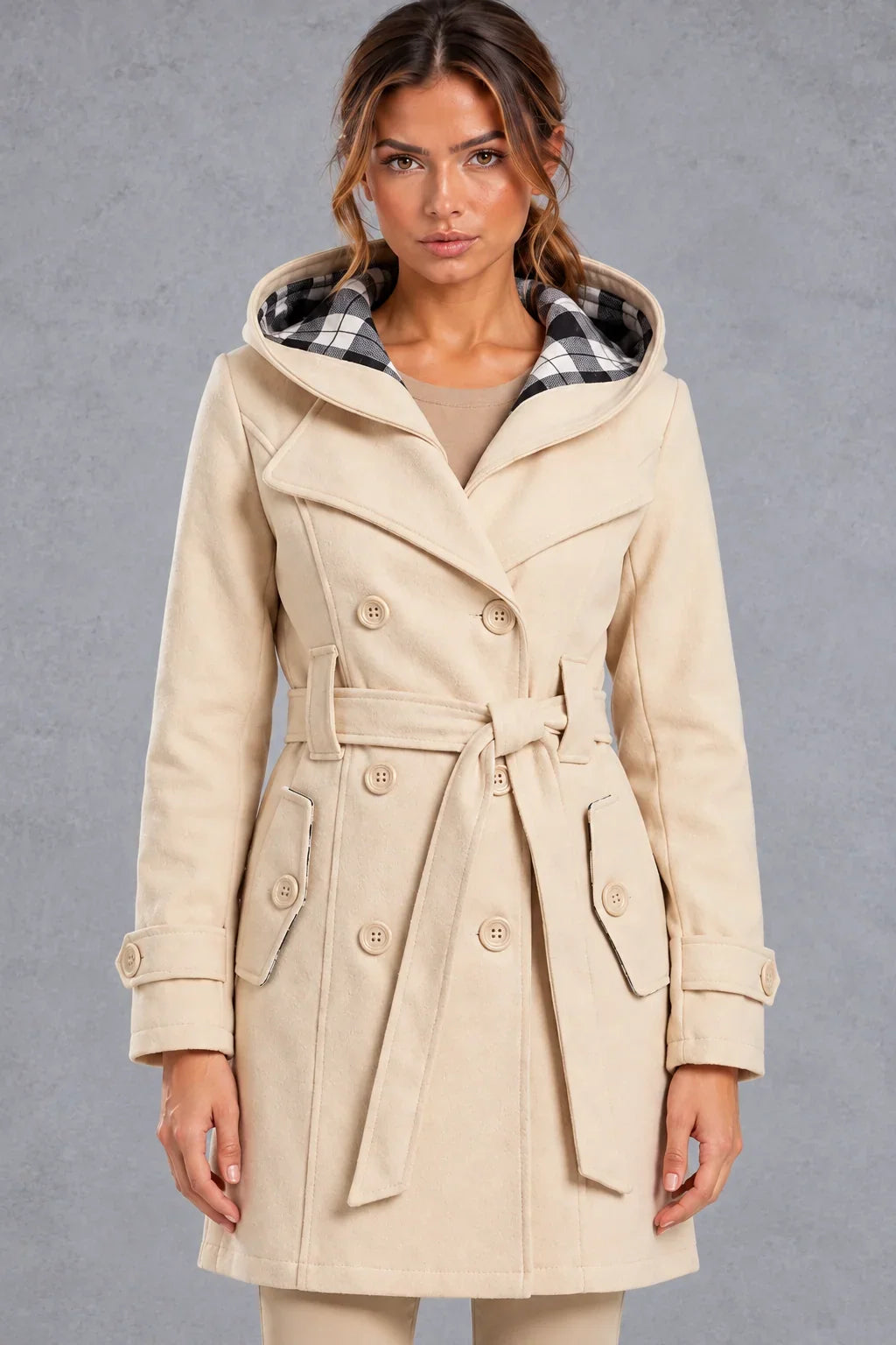 Trench Coat Women - Double-Breasted with Adjustable Belt — photo 3