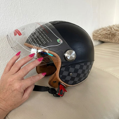 Retro Jet 3/4 Helmet – Open Face Dual Visor DOT/ECE Approved | meowbutter — photo 2