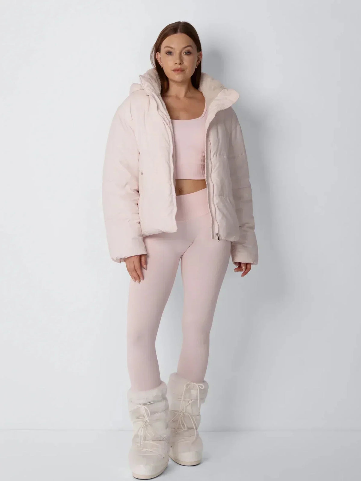 Women's Cropped Padded Puffer Jacket with Detachable Hood and Fleece Lining — photo 10
