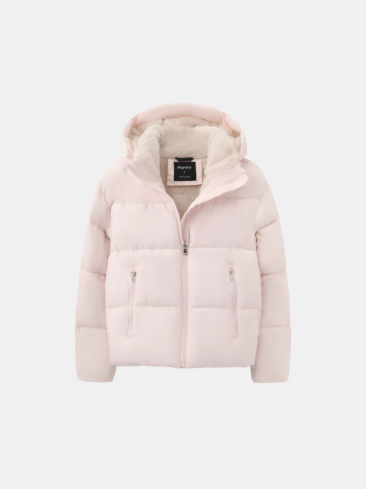 Women's Cropped Padded Puffer Jacket with Detachable Hood and Fleece Lining — photo 9
