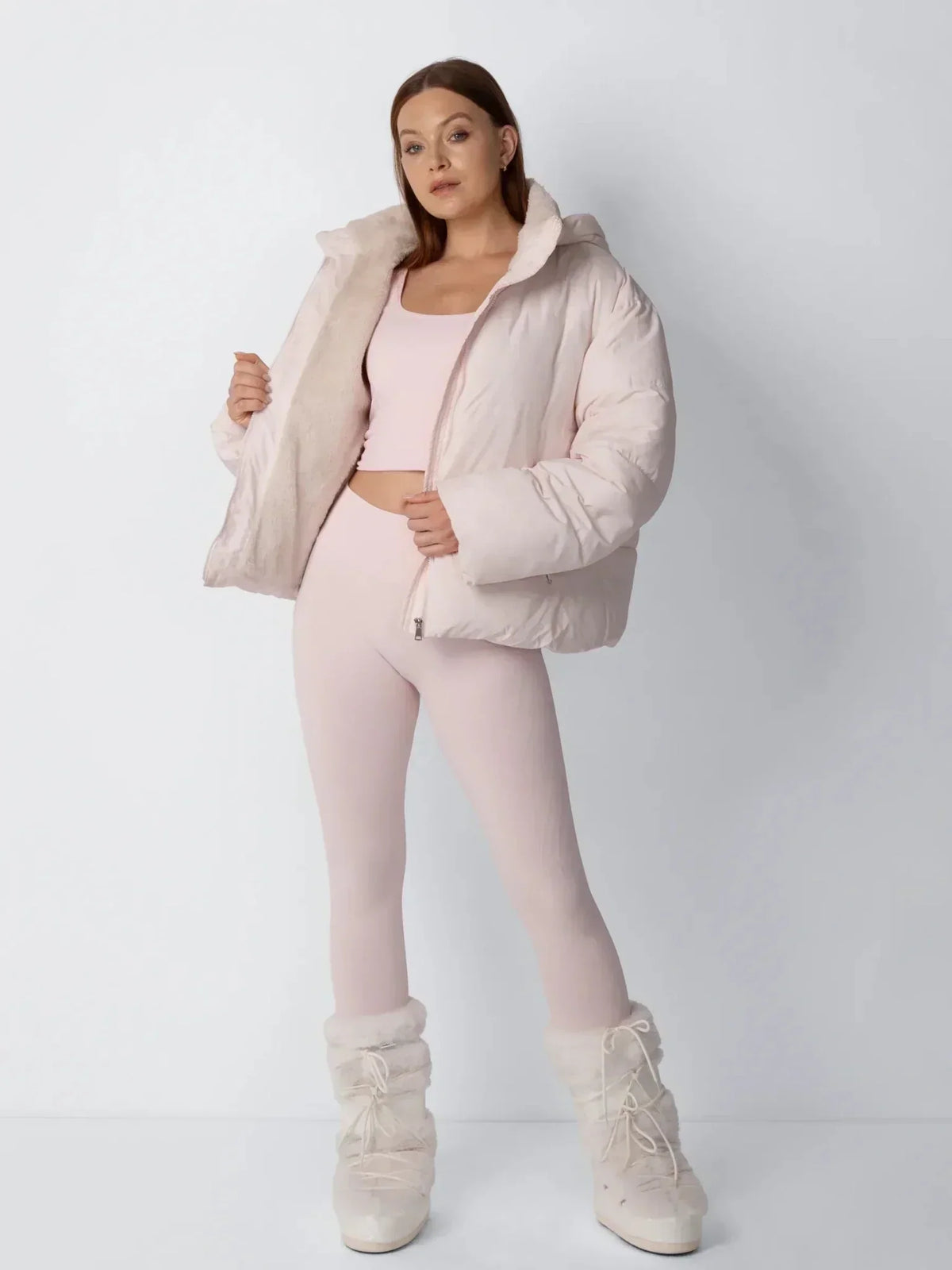Women's Cropped Padded Puffer Jacket with Detachable Hood and Fleece Lining — photo 8