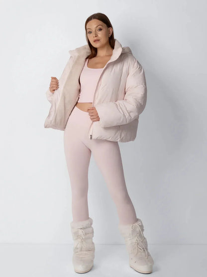 Women's Cropped Padded Puffer Jacket with Detachable Hood and Fleece Lining — photo 8