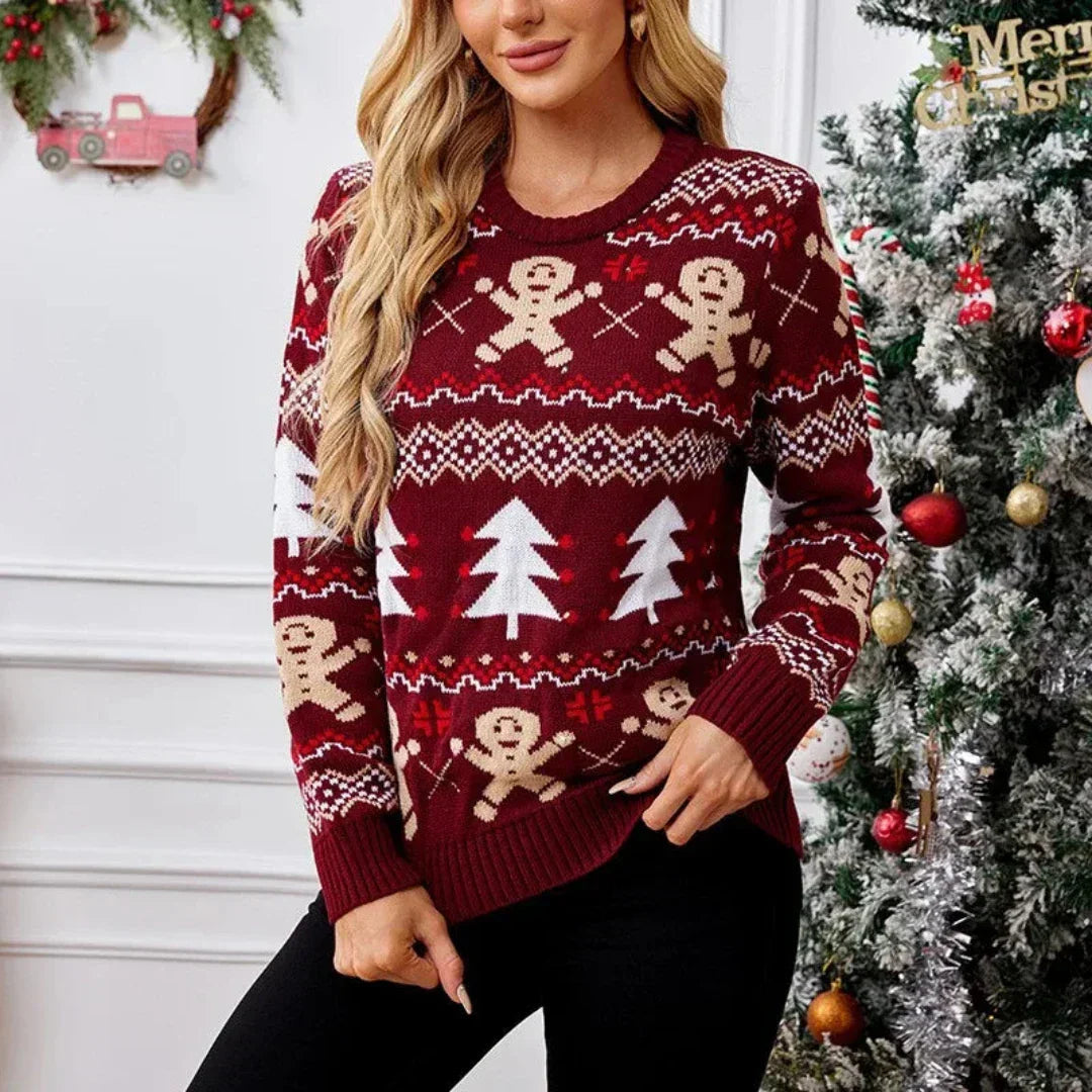 Women's Christmas Jumper with Festive Pattern | Soft Knit Crew Neck Sweater for Holiday Events | Relaxed Fit Festive Top — photo 1