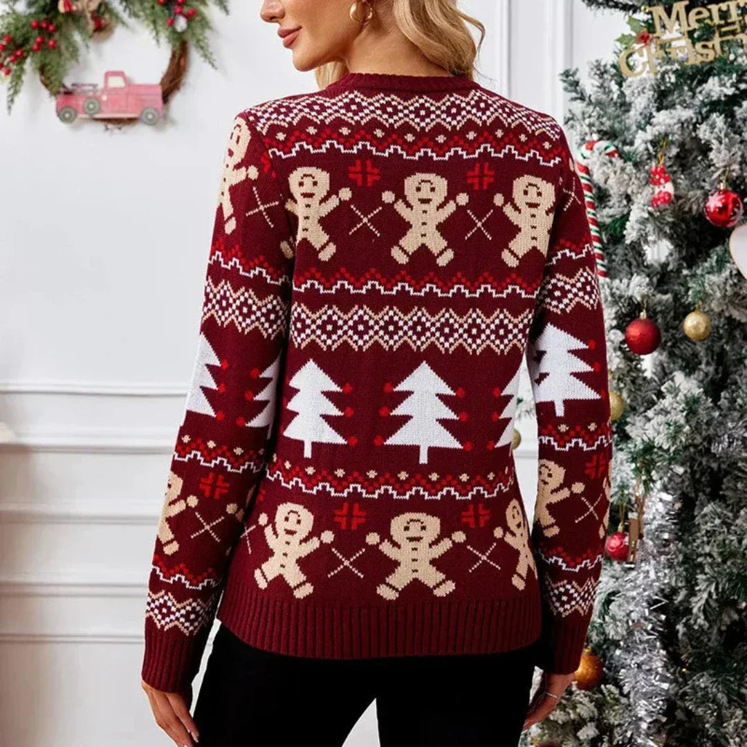 Women's Christmas Jumper with Festive Pattern | Soft Knit Crew Neck Sweater for Holiday Events | Relaxed Fit Festive Top — photo 2