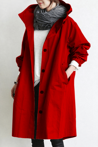 Women's Lightweight Trench Coat with Hood and Drawstring Waist — photo 2