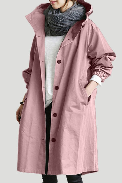 Women's Lightweight Trench Coat with Hood and Drawstring Waist — photo 6
