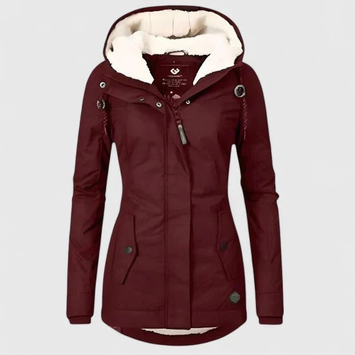 Women's Winter Jacket with Sherpa Fleece Lining Waterproof Hood and Fitted Waist — photo 4