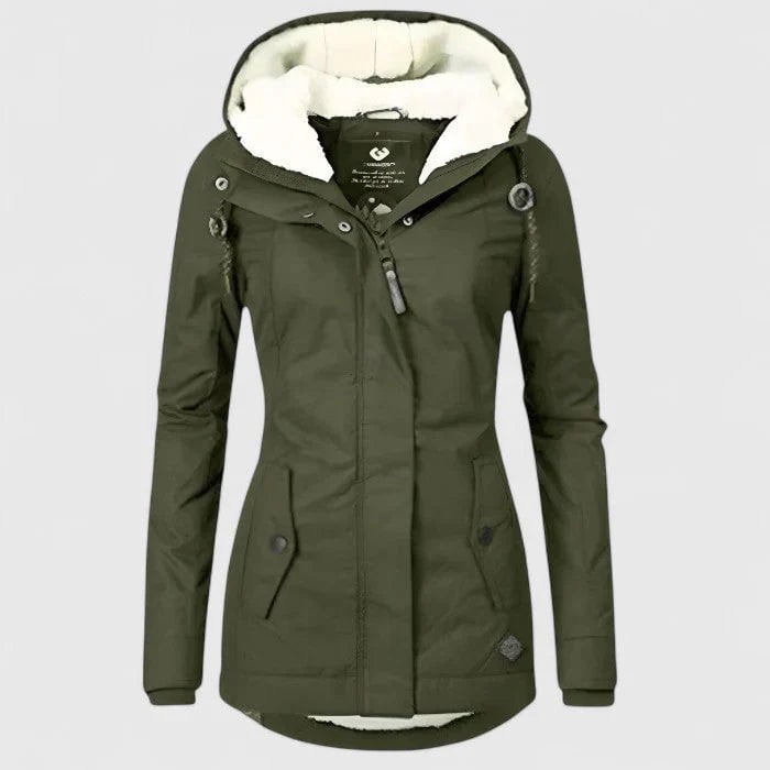 Women's Winter Jacket with Sherpa Fleece Lining Waterproof Hood and Fitted Waist — photo 5